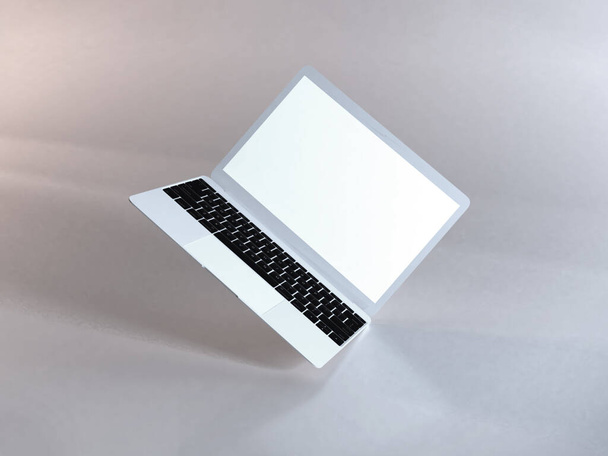 Realistic Laptop Mockup Template Scene - Φωτογραφία, εικόνα