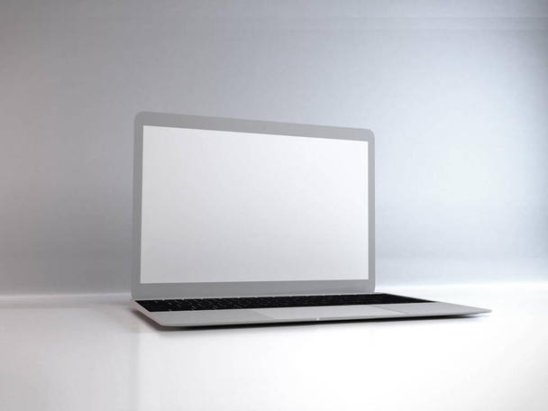 Realistic Laptop Mockup Template Scene - Foto, imagen