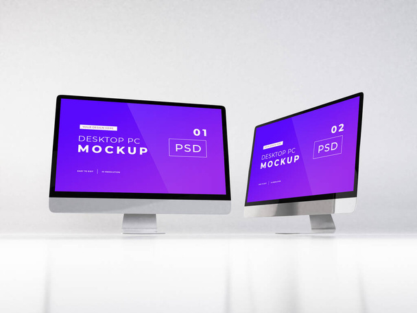 Realista modelo de computador pessoal Mockup cena - Foto, Imagem