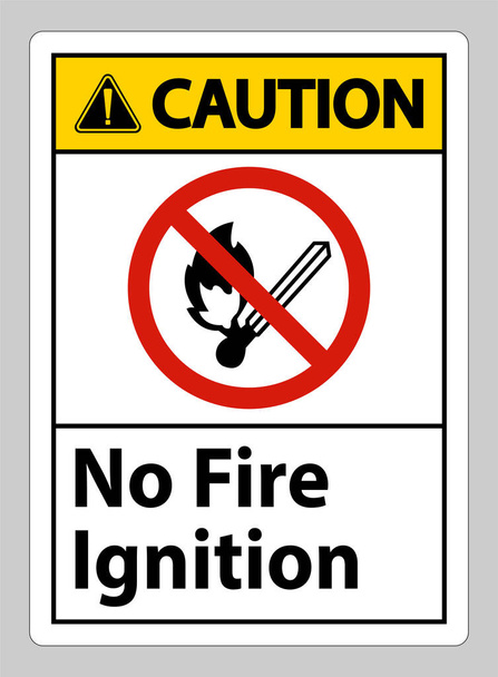 Precaución No hay señal de símbolo de ignición de fuego sobre fondo blanco - Vector, Imagen