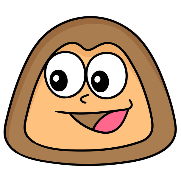 head emoticon with happy expression, doodle icon image - Vector, afbeelding
