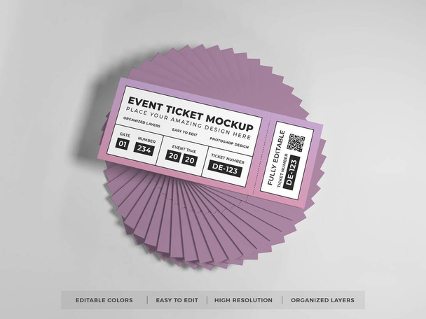 Realistic Event Ticket Mockup Scene - Photo, Image