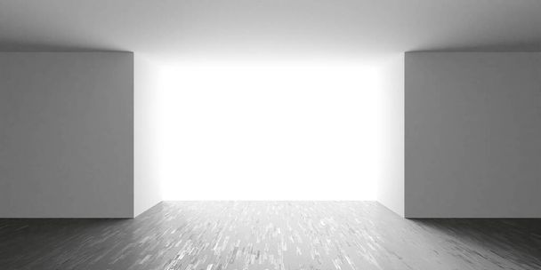 arquitetura abstrata com paredes cinzentas e piso escuro 3d renderização ilustração - Foto, Imagem