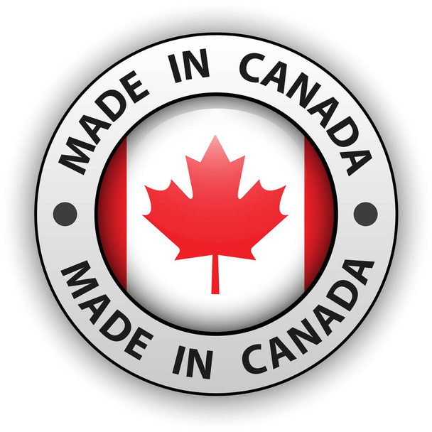 Made in Canada 3D icon, vector shiny button. - Διάνυσμα, εικόνα