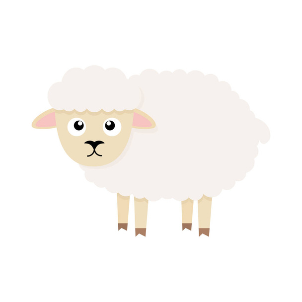 Cute sheep character. Cartoon farm animal. Vector illsutration isolated on white - Wektor, obraz