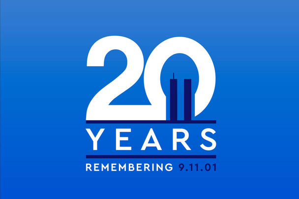 Dia Patriota, lembrando-se do 11 de Setembro. Ilustração dos 20 anos dos atentados terroristas de 11 de setembro de 2001.   - Foto, Imagem