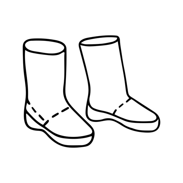 Красива мальована мода Векторні ілюстрації жіночих черевиків для дівчаток ізольовані на білому тлі для розмальовки
 - Вектор, зображення