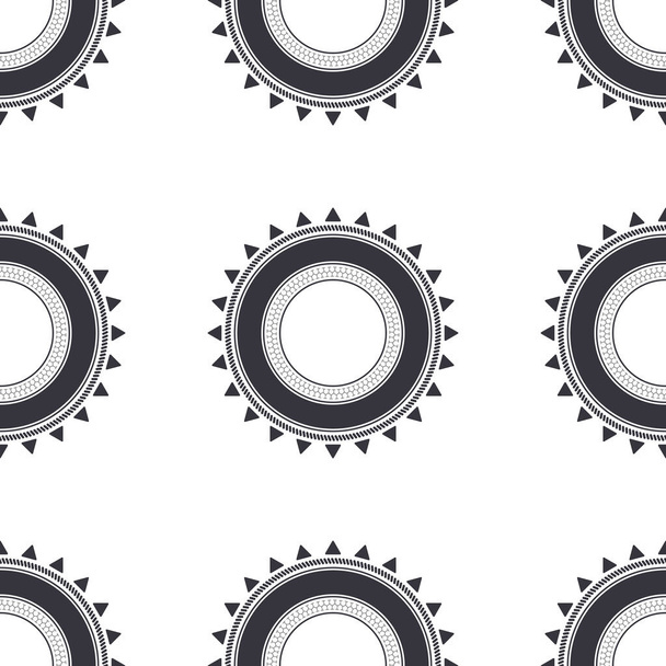 Ein nahtloses Schwarz-Weiß-Muster mit runden abstrakten Mustern. Vektor. - Vektor, Bild
