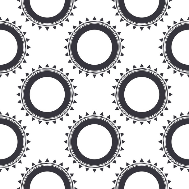 Ein nahtloses Schwarz-Weiß-Muster mit runden abstrakten Mustern. Vektor. - Vektor, Bild