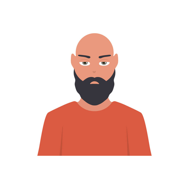 Kale man met een baard. De avatar van Kale Man. Vector. - Vector, afbeelding