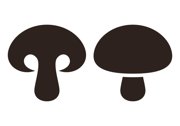 Icona del fungo. Champignon silhouette semplice isolato su sfondo bianco - Vettoriali, immagini