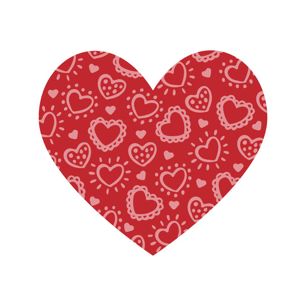 Handgetekende hart textuur geïsoleerd op witte achtergrond. Valentijnskaart. Vector illustratie - Vector, afbeelding