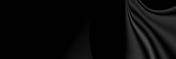 コピースペース付きブラック高級生地の背景。概要イラスト。豪華な黒い線の背景。幾何学的図形を用いた抽象暗い背景イラスト - ベクター画像