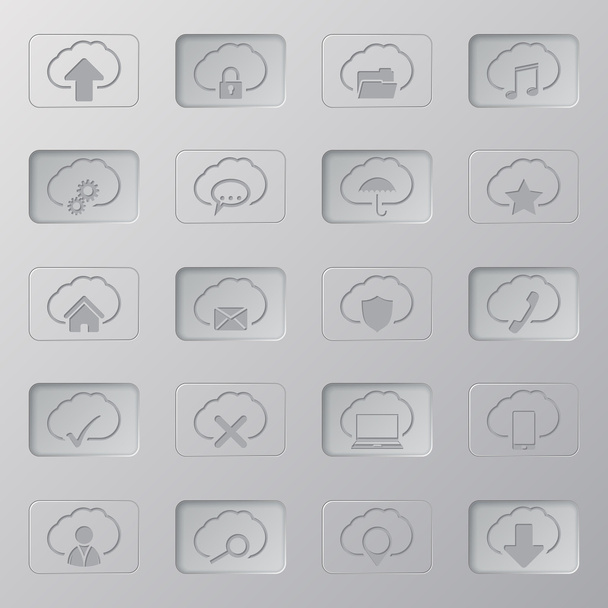 Conjunto de botones activos de nube inactiva
 - Vector, imagen