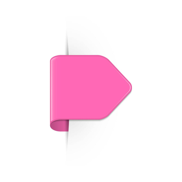 Corto curvo freccia segnalibro rosa con ombra e spazio di copia isolato su uno sfondo bianco. Illustrazione vettoriale. - Vettoriali, immagini