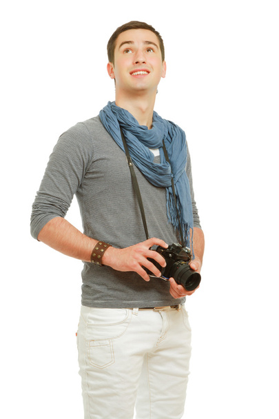 Young photographer with a camera - Fotoğraf, Görsel