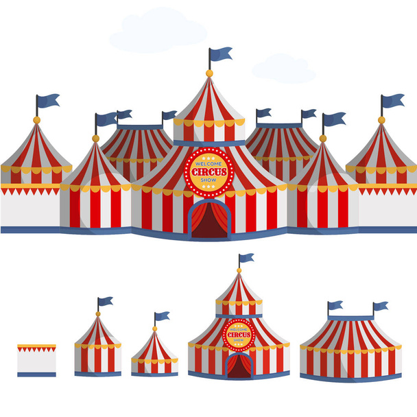 Circus σκηνή εικονογράφηση φορέα κινουμένων σχεδίων. - Διάνυσμα, εικόνα
