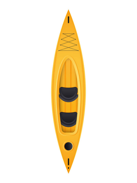 Double kayak jaune vue de dessus. Pour le kayak et l'aviron. Dans un style réaliste, isolé. Vecteur. - Vecteur, image