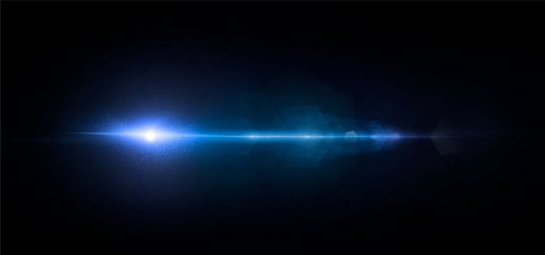 輝くネオン星は黒い背景に孤立しています。効果、レンズフレア、輝き、爆発、ネオンライト、セット。輝く星、美しい青い光線。ベクターイラスト. - ベクター画像