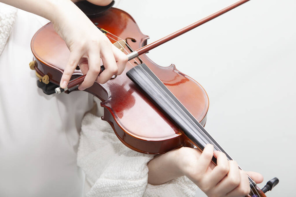 image of violin hand white background  - Foto, afbeelding