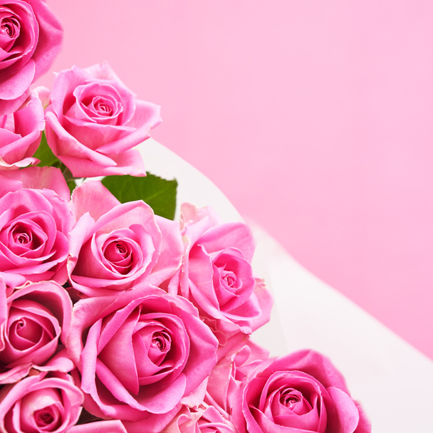 Ιστορικό από όμορφα ροζ τριαντάφυλλα με χώρο αντίγραφο. Υψηλής ποιότητας φωτογραφία - Φωτογραφία, εικόνα
