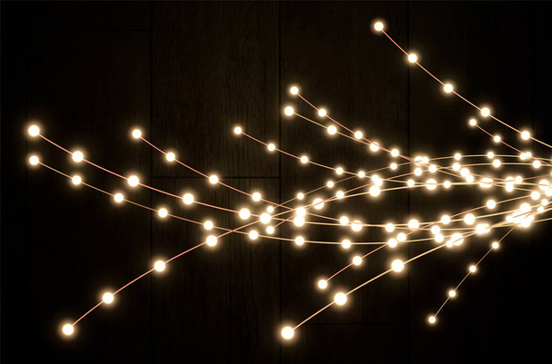 Celebratory vector of seamless isolated horizontal borders of light garlands. Christmas decor element. - Vektor, obrázek