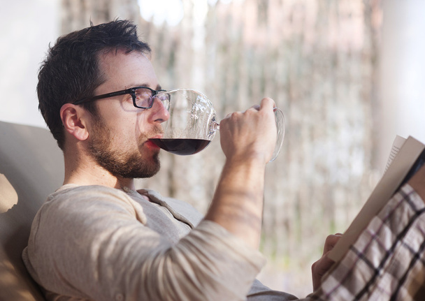 Man drinking wine - Фото, изображение