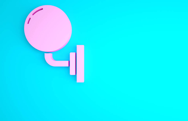 Lámpara de pared rosa o icono de aplique aislado sobre fondo azul. Luz de lámpara de pared. Concepto minimalista. 3D ilustración 3D render. - Foto, Imagen