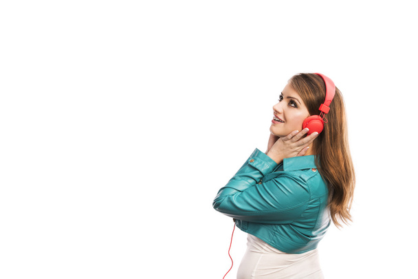 Girl with headphones - Фото, изображение