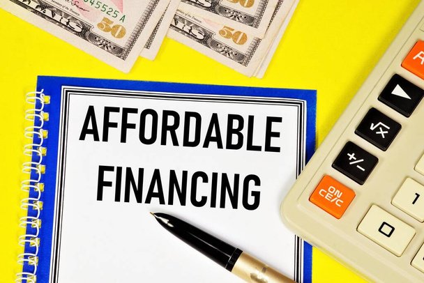 Affordable financing. The text label in the form of planning. Benefits program for small and medium-sized businesses. - Photo, Image