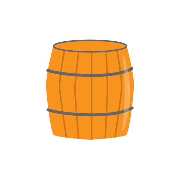 Wooden barrel. Element for St. Patrick s Day. Cartoon vector illustration for pub invitation, t-shirt design, cards or decor - Vector, Image