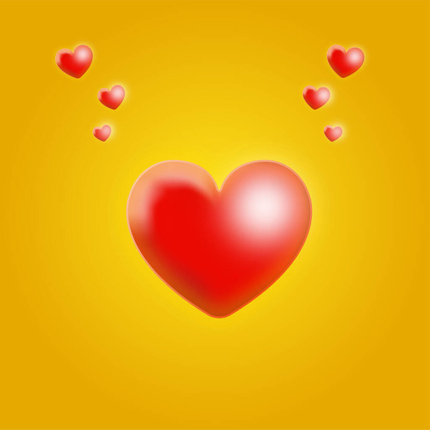 Emoji v lásce červené srdce symbol lásky 3D ilustrace - Vektor, obrázek