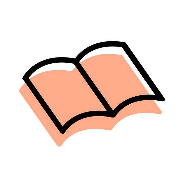 Icono con un libro abierto sobre un fondo blanco. Símbolo del conocimiento y la educación. Ilustración aislada vectorial. - Vector, imagen