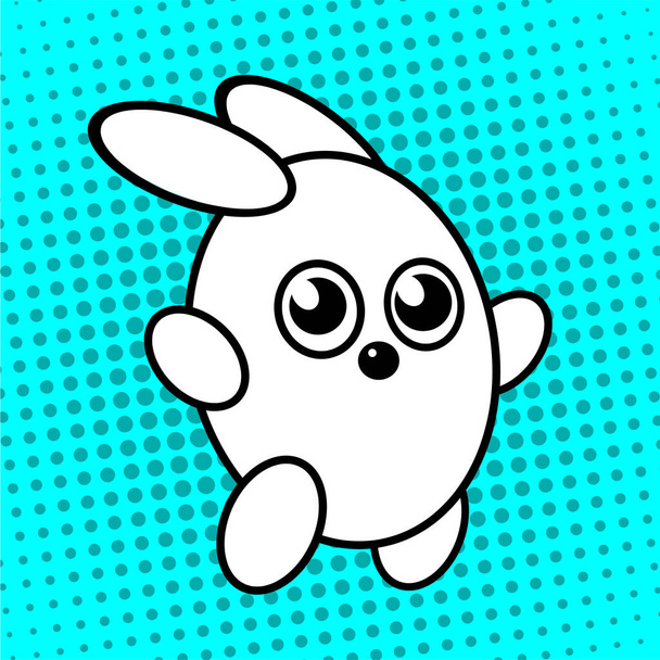 Cheerful little bunny. Childrens cartoon character toy. Vector illustration pop art. - Vector, imagen