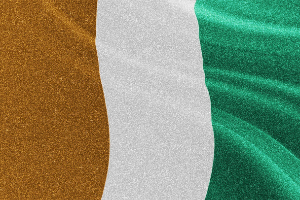 Ivory Coast glitter flag, national flag, glittering flag, Competition concept, sparkle background - Фото, изображение
