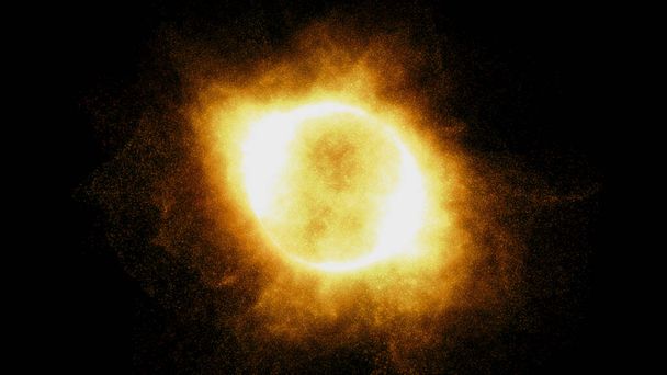 Partículas abstratas sol erupção solar partículas ilustração 3d render - Foto, Imagem