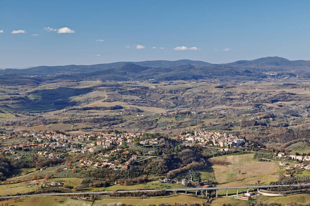 panorama of the historic core and new buildings of San Gemini, terni, umbria, italy - Zdjęcie, obraz