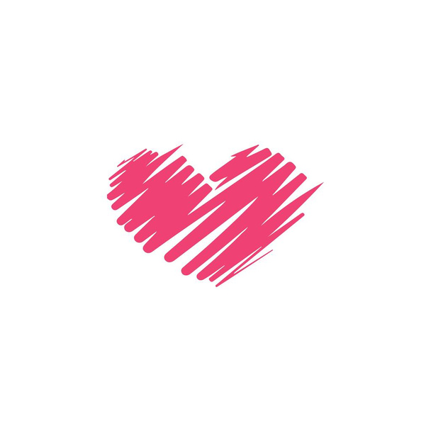 Логотип Ручка Felt розмальована серцем валентинки. Різні затінені святкові любовні символи. Милий романтичний знак каракулі, як. Текстурована піктограма бажання. Форма лінії штрихування олівця
 - Вектор, зображення