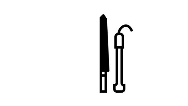 kések konyhai eszközök vonal ikon animáció - Felvétel, videó