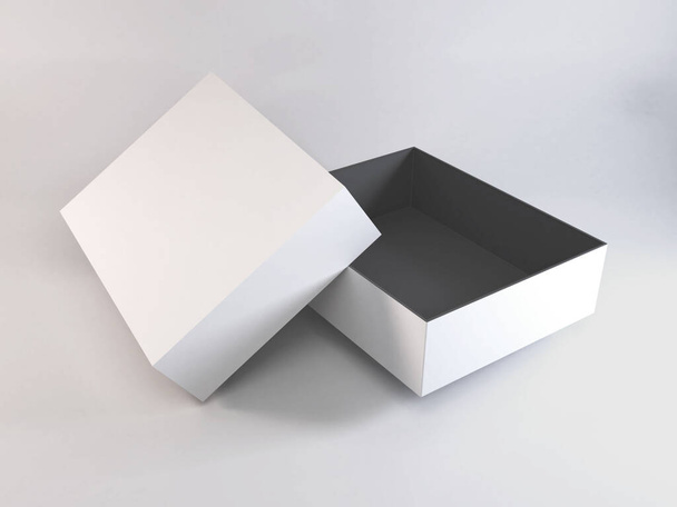 Shoe Box Packaging 3D Illustration Mockup Scene on White Background - Photo, Image