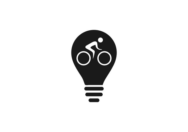 Логотип велосипеда. Минимальный вектор дизайна логотипа велосипедного спорта. Значок цикла с концепцией лампочки - Вектор,изображение