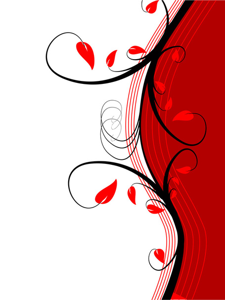 Red Floral Vector Background Design - Vector, Image