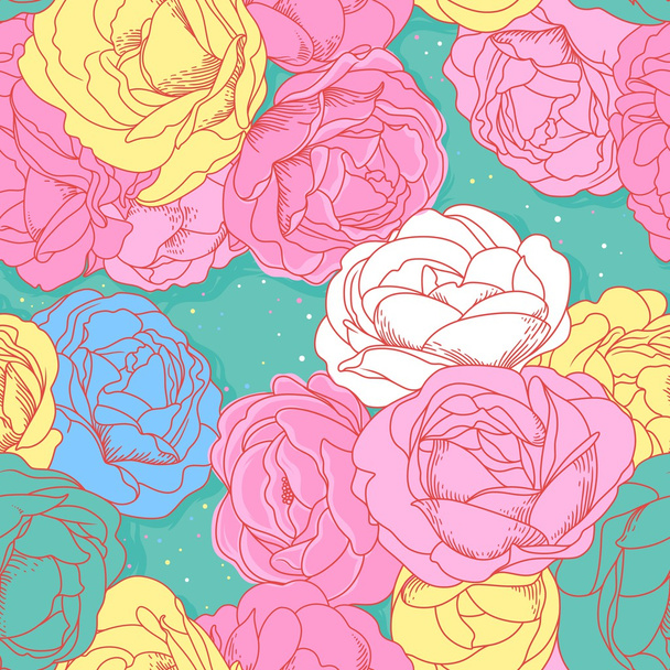 Vector seamless floral pattern with roses - Vecteur, image