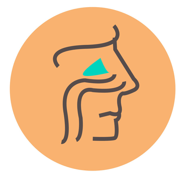Nasennebenhöhlen und Lage auf dem Kopf eines menschlichen Symbolvektors auf einem Pfirsichhintergrund. Krankenwagen Zeichen Symbol-Seite Symbol für Ihre Website-Design-Logo, App, ui. Vektorillustration, Eps10 - Vektor, Bild
