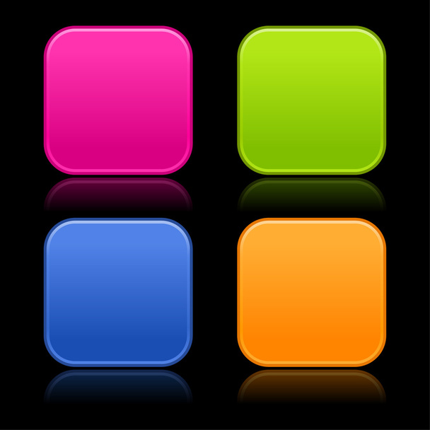 Botões de quadrados arredondados coloridos
 - Vetor, Imagem