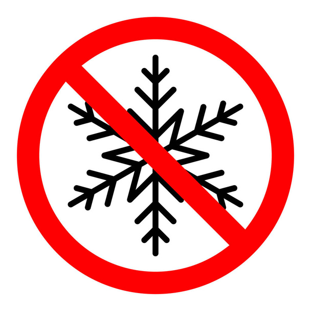 雪の結晶アイコンで赤い丸印を停止または禁止します。凍結は禁止です。 - ベクター画像