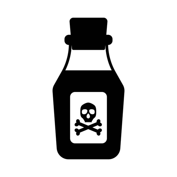 Poison Bottle Icon. Black Glyph Design. Vector Illustration. - Vector, Image