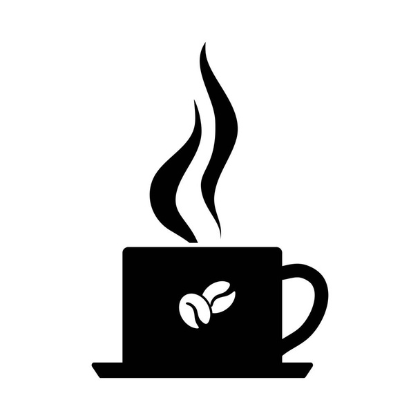 Smoking Cofee Cup Icon. Black Glyph Design. Vector Illustration. - Vector, Image