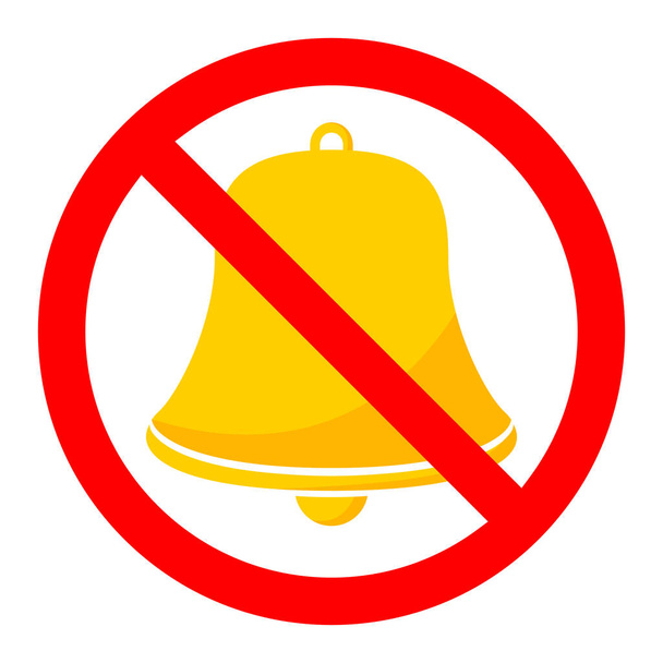 Bells is prohibited. No bells icon. Stop or ban red round sign with bells icon. Vector illustration. Forbidden sign. - Vector, Image