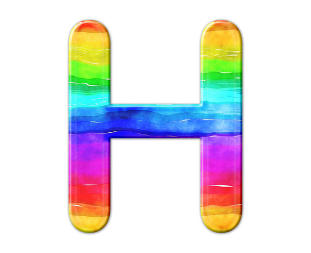 A colorful illustration of the English letter H on a white background - Foto, imagen